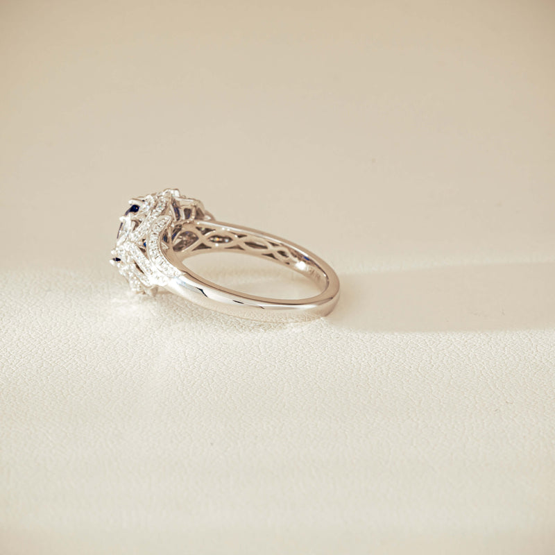 18ct White Gold 1.39ct Sapphire & Diamond Marcelle Ring - Ring - Walker & Hall