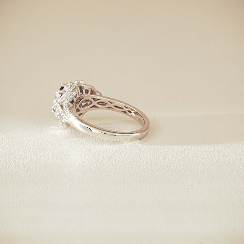 18ct White Gold 1.39ct Sapphire & Diamond Marcelle Ring - Ring - Walker & Hall