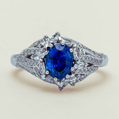 18ct White Gold 1.39ct Sapphire & Diamond Marcelle Ring - Ring - Walker & Hall