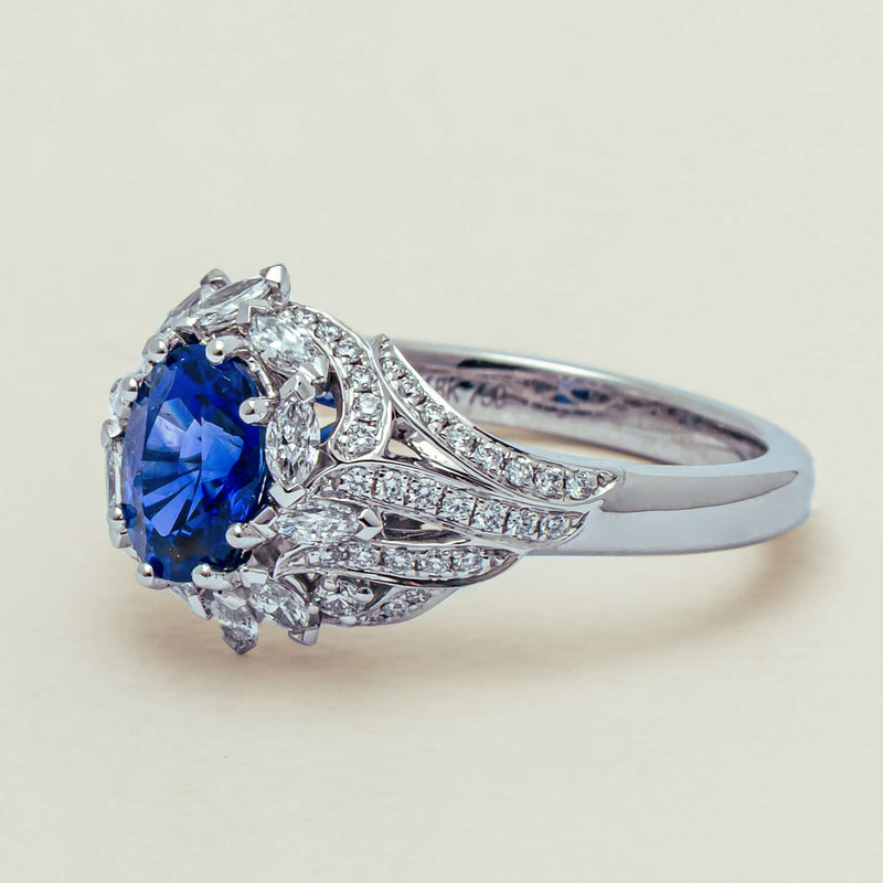 18ct White Gold 1.39ct Sapphire & Diamond Marcelle Ring - Ring - Walker & Hall