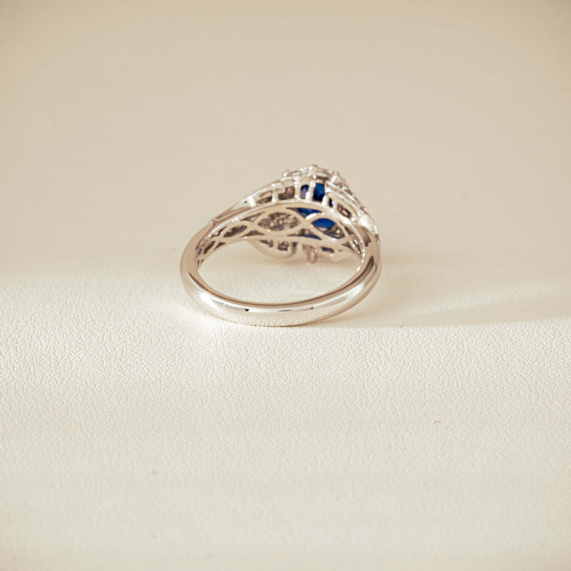 18ct White Gold 1.39ct Sapphire & Diamond Marcelle Ring - Ring - Walker & Hall