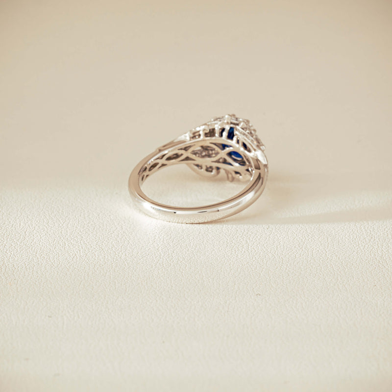 18ct White Gold 1.39ct Sapphire & Diamond Marcelle Ring - Ring - Walker & Hall