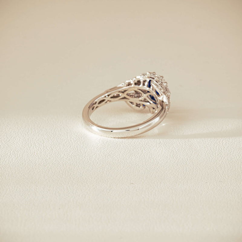 18ct White Gold 1.39ct Sapphire & Diamond Marcelle Ring - Ring - Walker & Hall