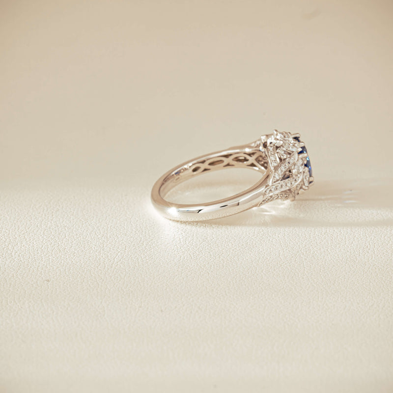 18ct White Gold 1.39ct Sapphire & Diamond Marcelle Ring - Ring - Walker & Hall