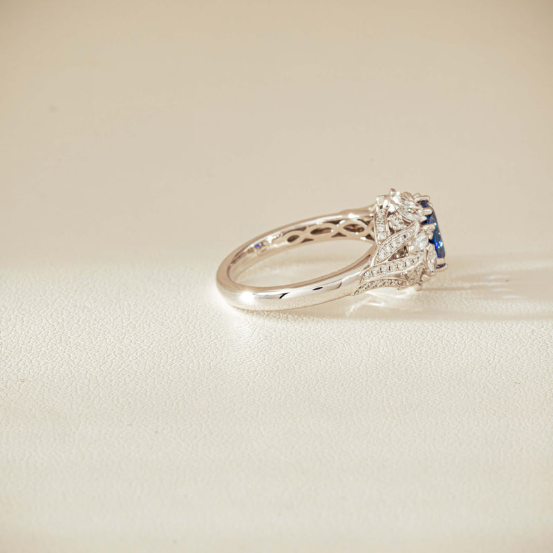 18ct White Gold 1.39ct Sapphire & Diamond Marcelle Ring - Ring - Walker & Hall