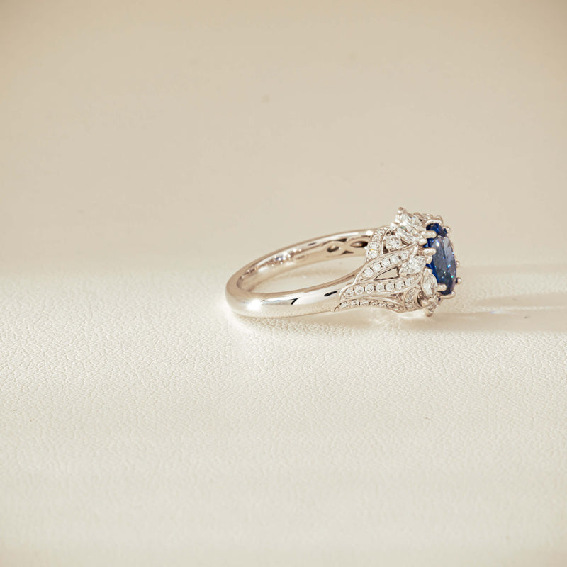 18ct White Gold 1.39ct Sapphire & Diamond Marcelle Ring - Ring - Walker & Hall