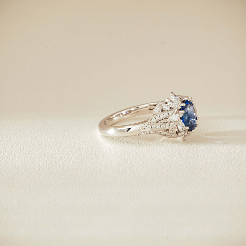 18ct White Gold 1.39ct Sapphire & Diamond Marcelle Ring - Ring - Walker & Hall
