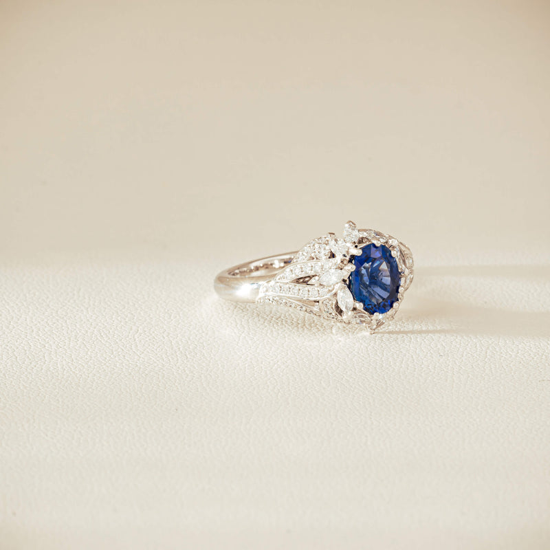 18ct White Gold 1.39ct Sapphire & Diamond Marcelle Ring - Ring - Walker & Hall