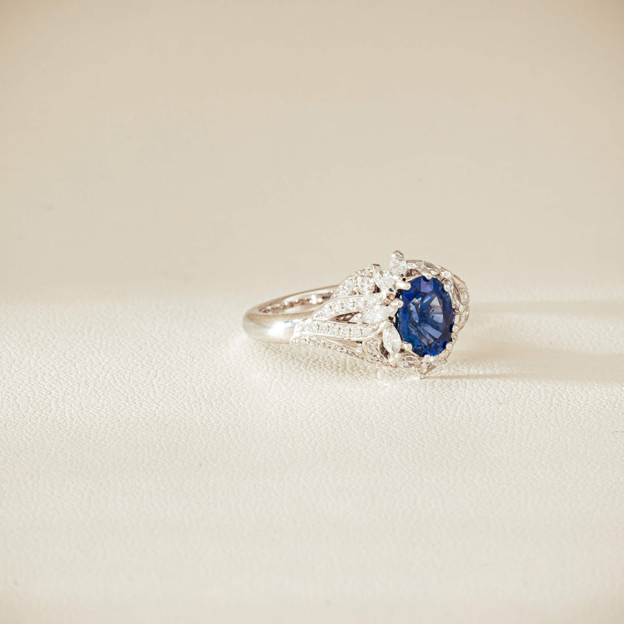 18ct White Gold 1.39ct Sapphire & Diamond Marcelle Ring - Ring - Walker & Hall