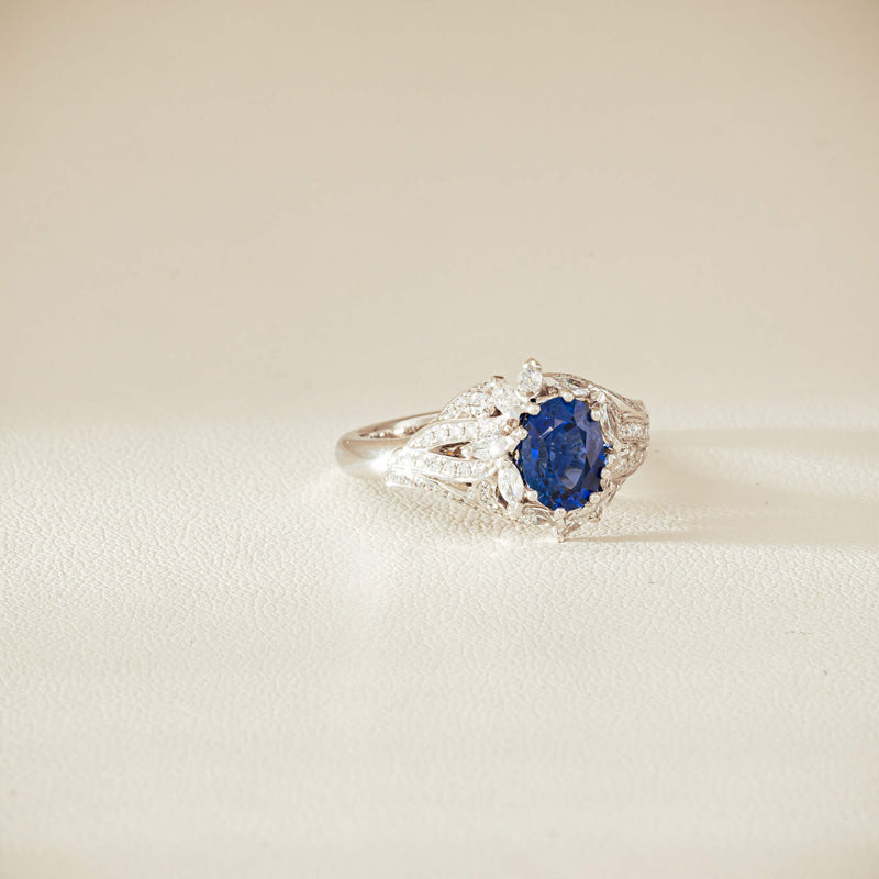 18ct White Gold 1.39ct Sapphire & Diamond Marcelle Ring - Ring - Walker & Hall