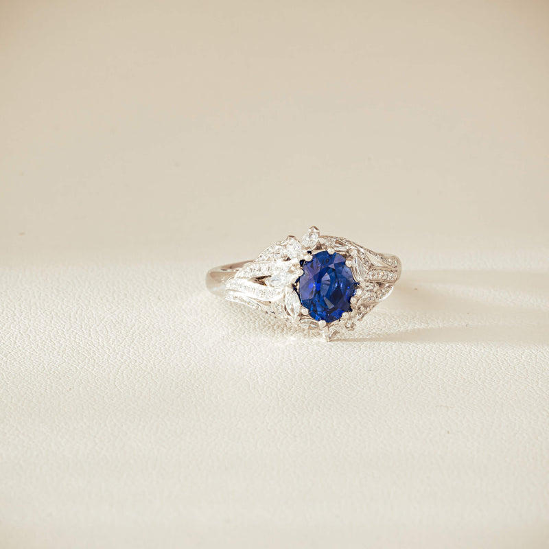18ct White Gold 1.39ct Sapphire & Diamond Marcelle Ring - Ring - Walker & Hall