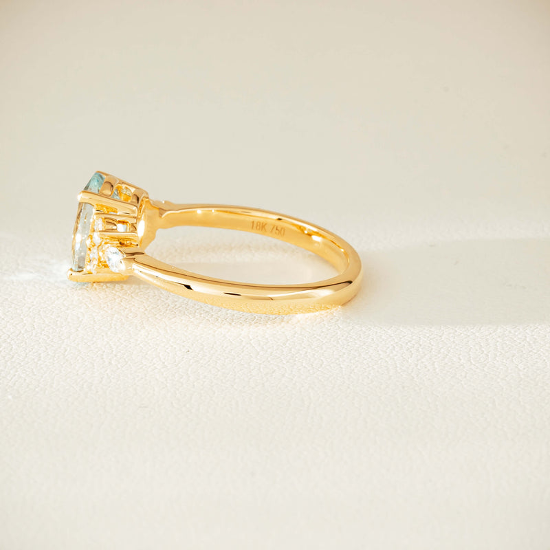 18ct Yellow Gold 1.65ct Aquamarine & Diamond Oriana Ring - Ring - Walker & Hall
