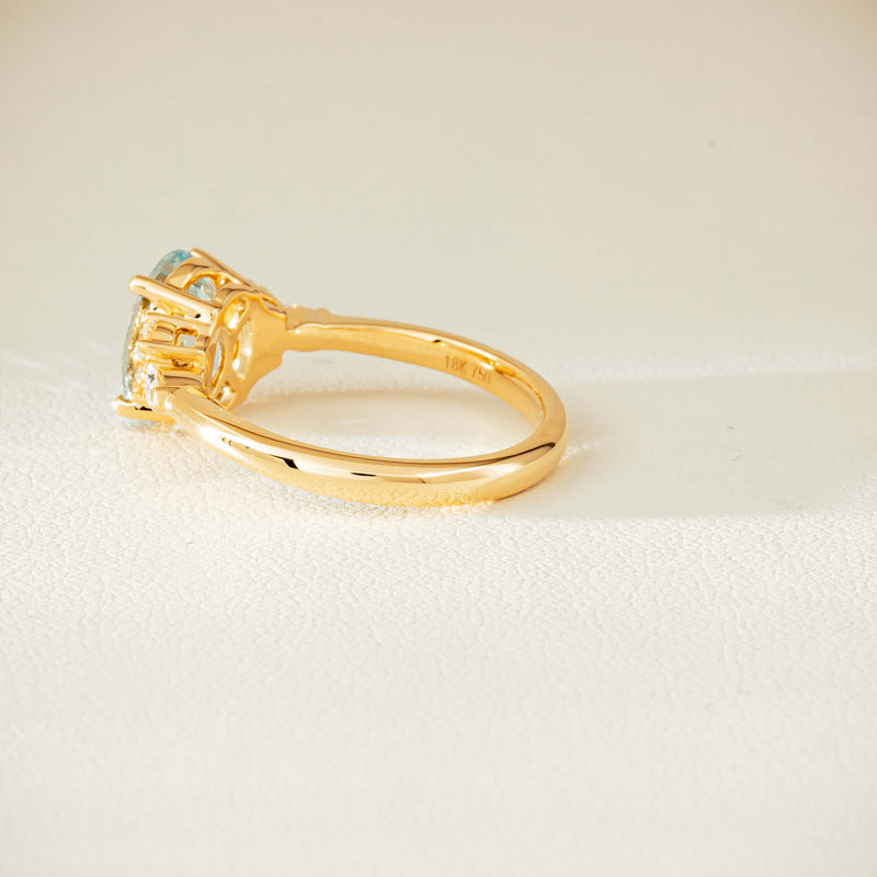 18ct Yellow Gold 1.65ct Aquamarine & Diamond Oriana Ring - Ring - Walker & Hall