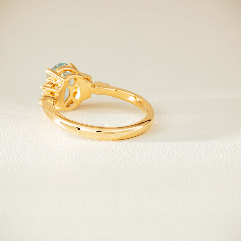 18ct Yellow Gold 1.65ct Aquamarine & Diamond Oriana Ring - Ring - Walker & Hall