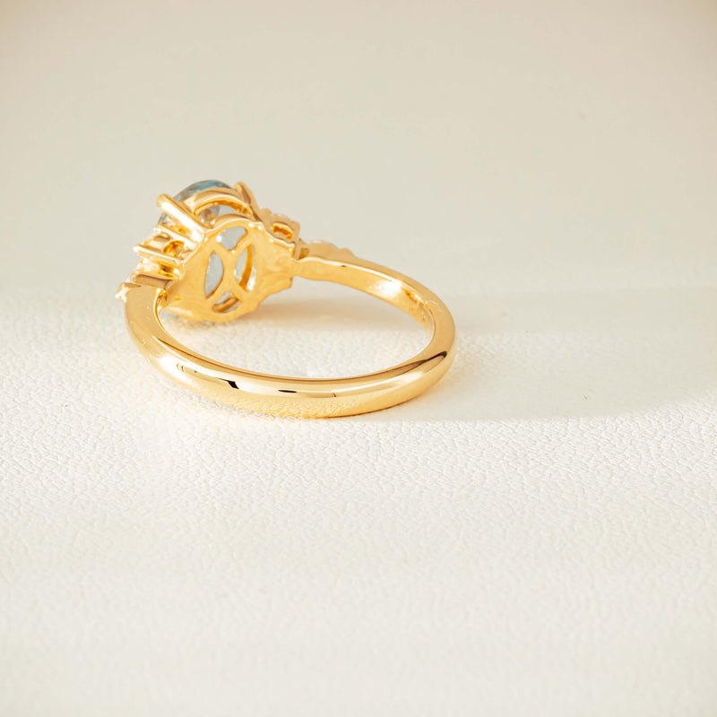 18ct Yellow Gold 1.65ct Aquamarine & Diamond Oriana Ring - Ring - Walker & Hall