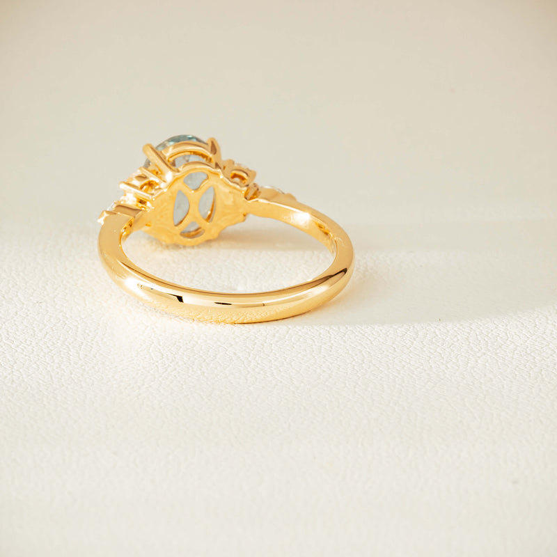 18ct Yellow Gold 1.65ct Aquamarine & Diamond Oriana Ring - Ring - Walker & Hall