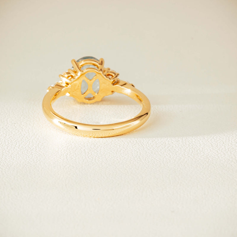 18ct Yellow Gold 1.65ct Aquamarine & Diamond Oriana Ring - Ring - Walker & Hall