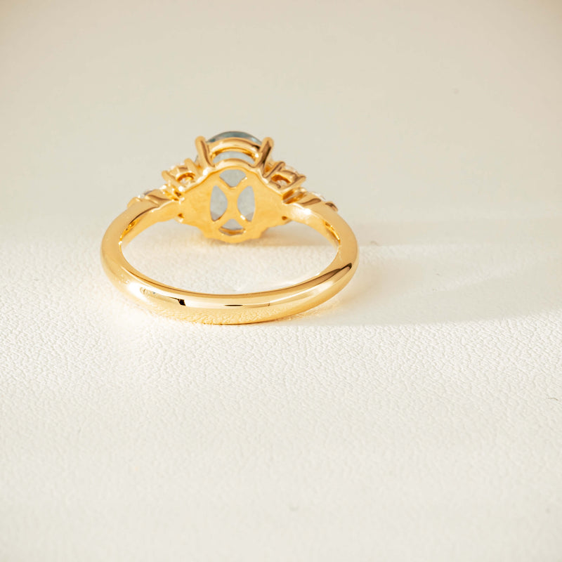 18ct Yellow Gold 1.65ct Aquamarine & Diamond Oriana Ring - Ring - Walker & Hall