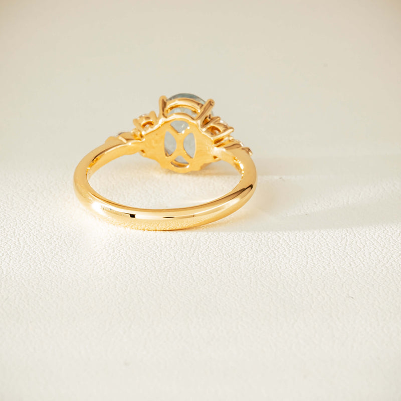 18ct Yellow Gold 1.65ct Aquamarine & Diamond Oriana Ring - Ring - Walker & Hall