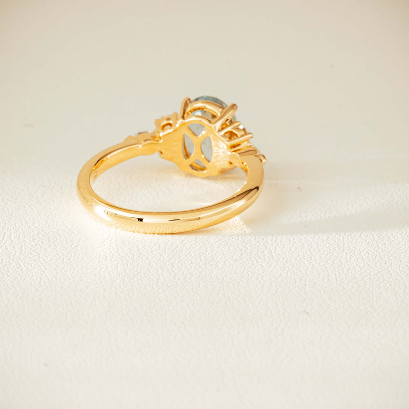 18ct Yellow Gold 1.65ct Aquamarine & Diamond Oriana Ring - Ring - Walker & Hall
