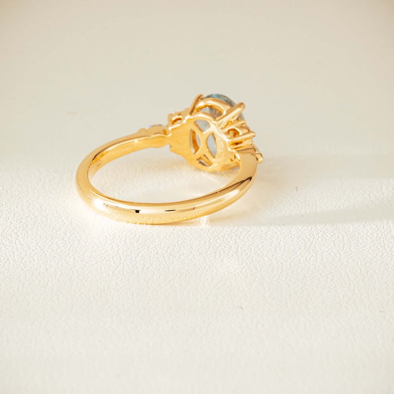 18ct Yellow Gold 1.65ct Aquamarine & Diamond Oriana Ring - Ring - Walker & Hall