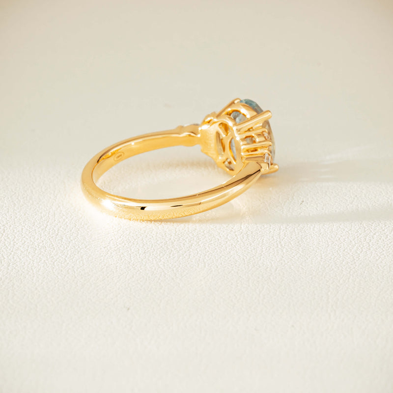 18ct Yellow Gold 1.65ct Aquamarine & Diamond Oriana Ring - Ring - Walker & Hall