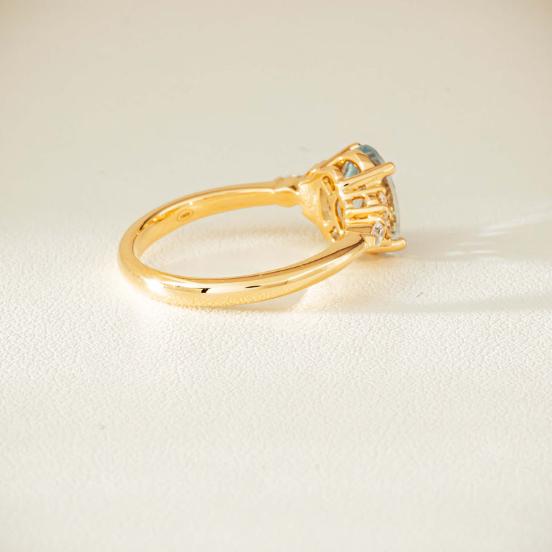 18ct Yellow Gold 1.65ct Aquamarine & Diamond Oriana Ring - Ring - Walker & Hall