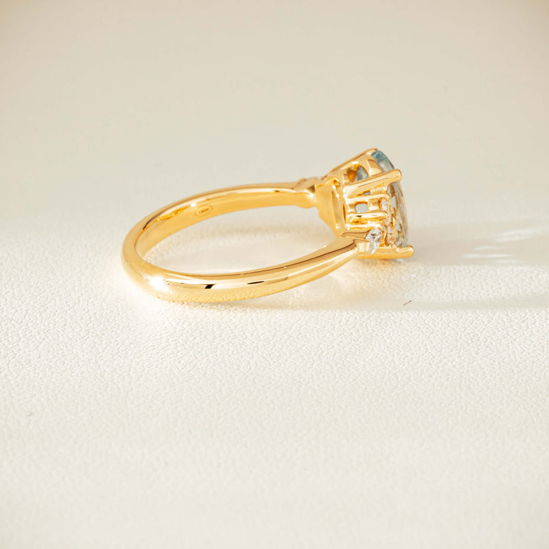 18ct Yellow Gold 1.65ct Aquamarine & Diamond Oriana Ring - Ring - Walker & Hall