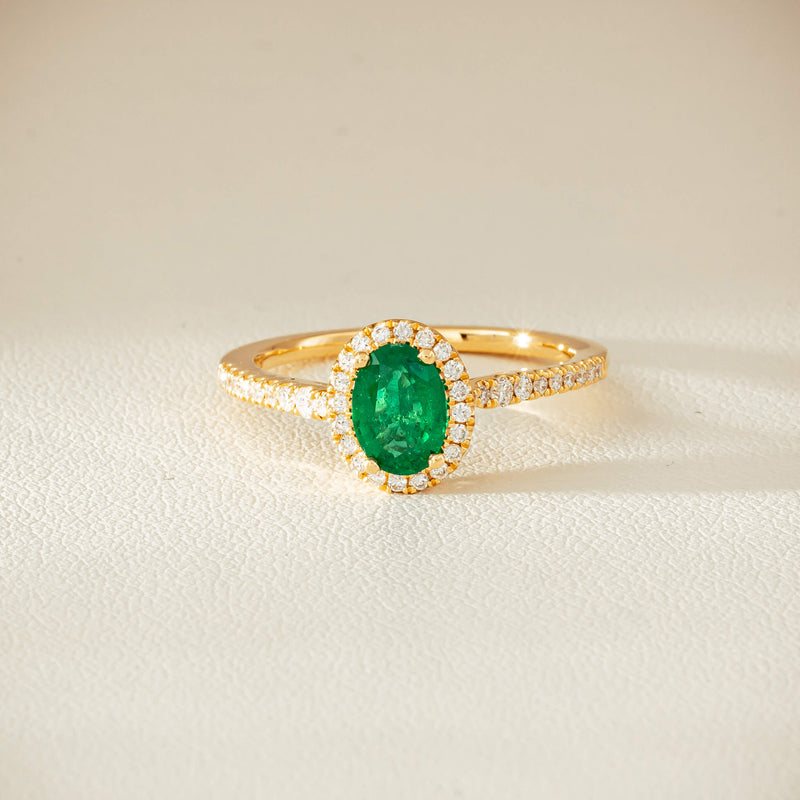 18ct Yellow Gold .63ct Emerald & Diamond Mini Sierra Ring - Ring - Walker & Hall