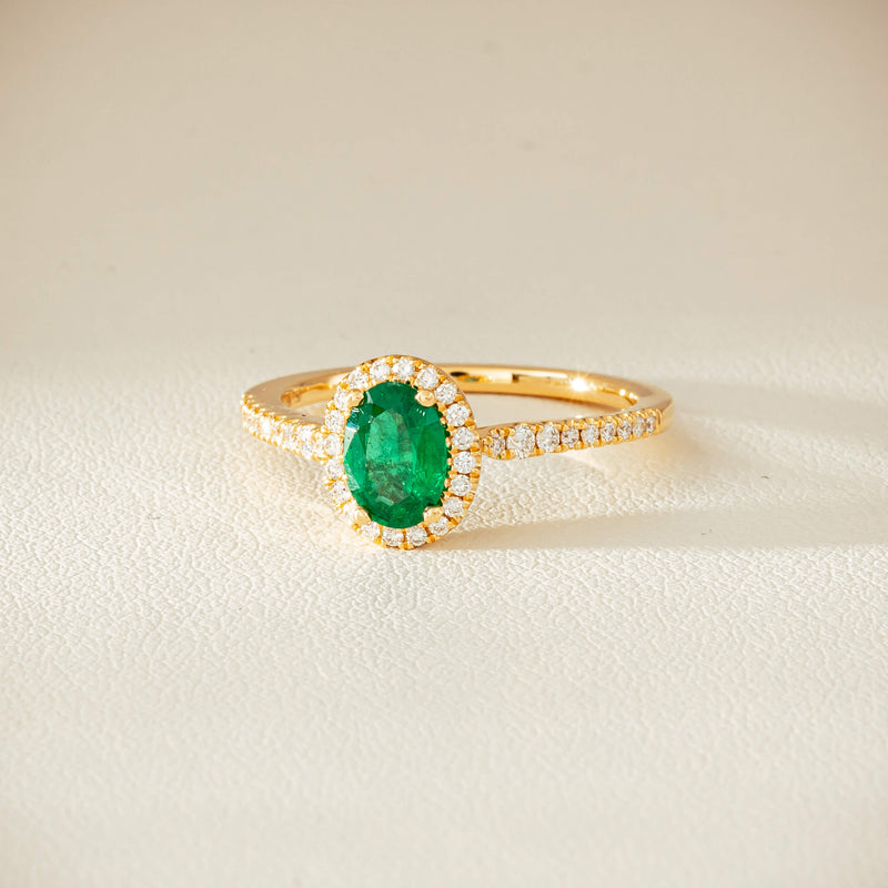 18ct Yellow Gold .63ct Emerald & Diamond Mini Sierra Ring - Ring - Walker & Hall