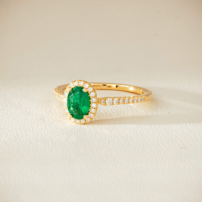 18ct Yellow Gold .63ct Emerald & Diamond Mini Sierra Ring - Ring - Walker & Hall