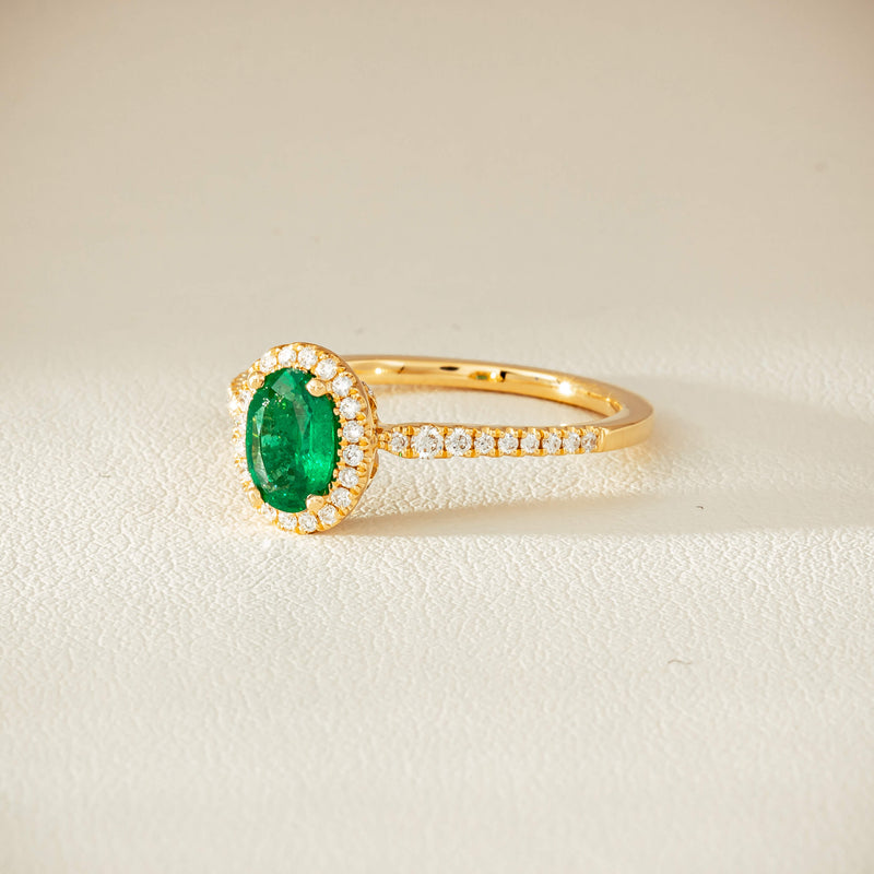 18ct Yellow Gold .63ct Emerald & Diamond Mini Sierra Ring - Ring - Walker & Hall
