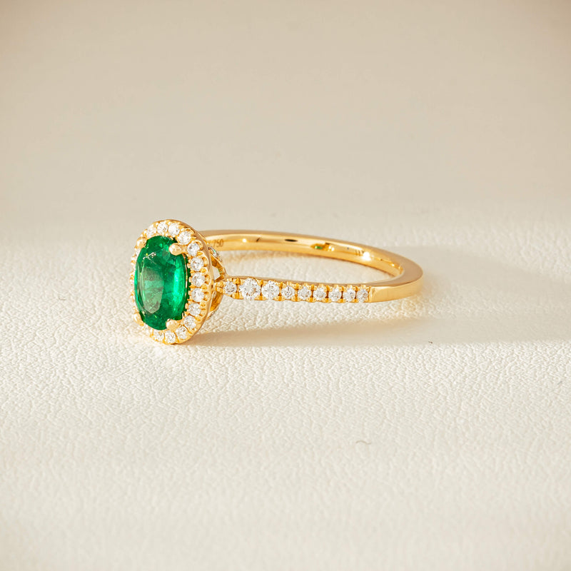 18ct Yellow Gold .63ct Emerald & Diamond Mini Sierra Ring - Ring - Walker & Hall