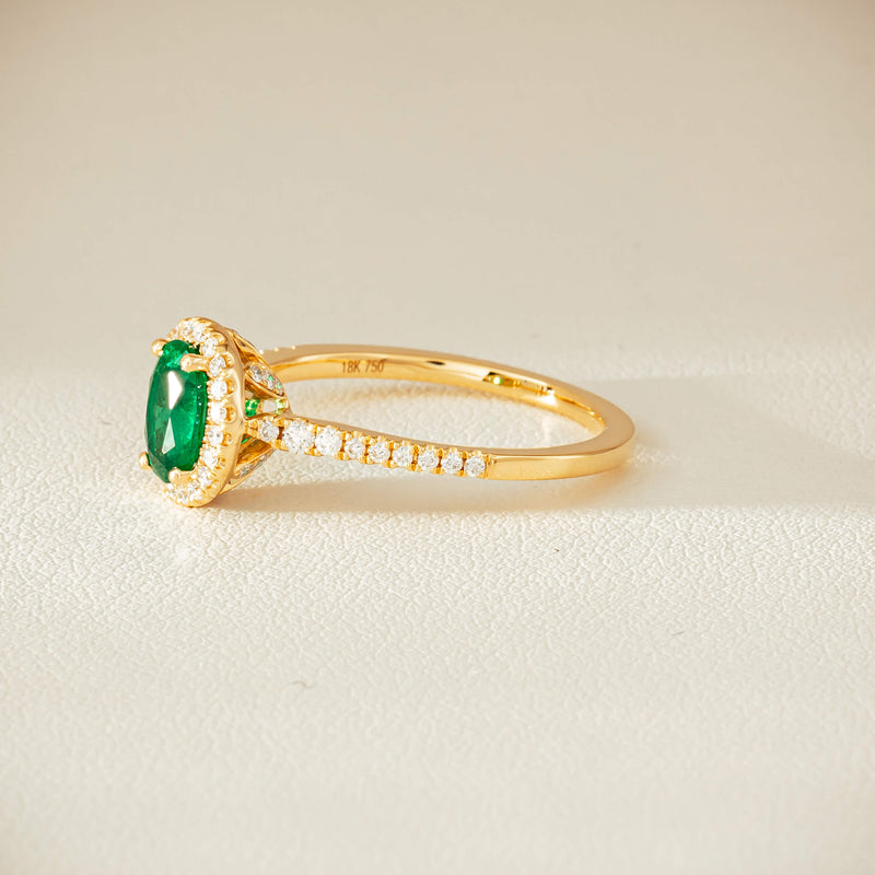 18ct Yellow Gold .63ct Emerald & Diamond Mini Sierra Ring - Ring - Walker & Hall