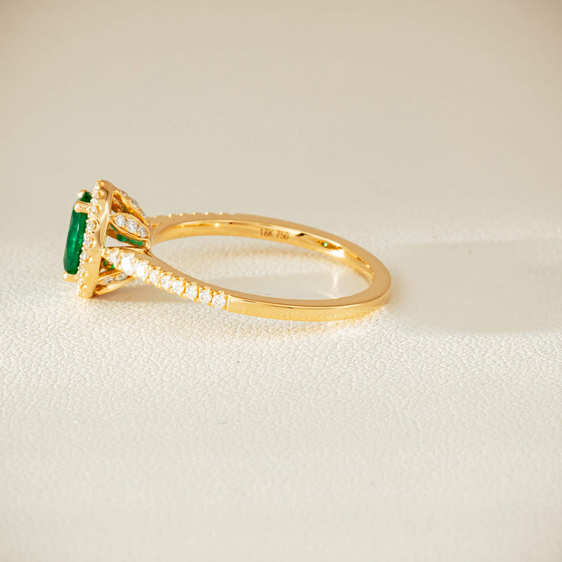18ct Yellow Gold .63ct Emerald & Diamond Mini Sierra Ring - Ring - Walker & Hall