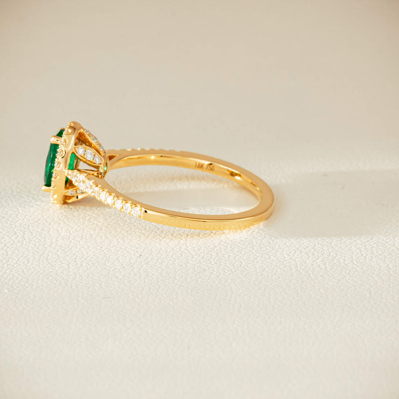 18ct Yellow Gold .63ct Emerald & Diamond Mini Sierra Ring - Ring - Walker & Hall
