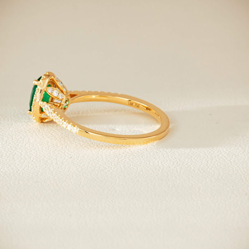 18ct Yellow Gold .63ct Emerald & Diamond Mini Sierra Ring - Ring - Walker & Hall