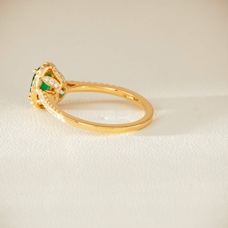 18ct Yellow Gold .63ct Emerald & Diamond Mini Sierra Ring - Ring - Walker & Hall