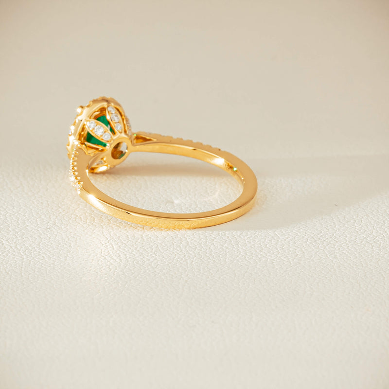18ct Yellow Gold .63ct Emerald & Diamond Mini Sierra Ring - Ring - Walker & Hall
