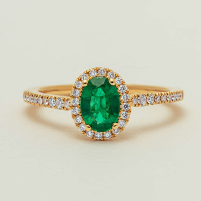 18ct Yellow Gold .63ct Emerald & Diamond Mini Sierra Ring - Ring - Walker & Hall