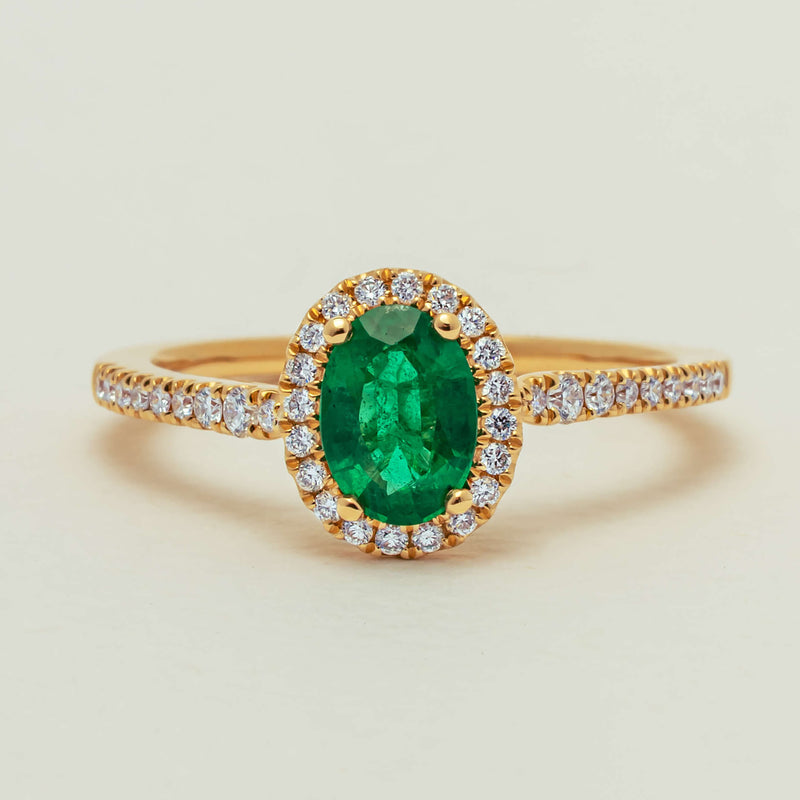 18ct Yellow Gold .63ct Emerald & Diamond Mini Sierra Ring - Ring - Walker & Hall