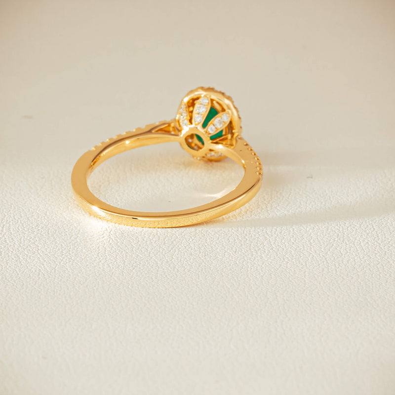 18ct Yellow Gold .63ct Emerald & Diamond Mini Sierra Ring - Ring - Walker & Hall