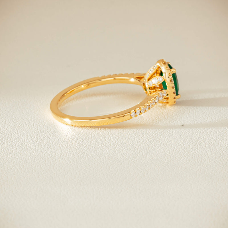 18ct Yellow Gold .63ct Emerald & Diamond Mini Sierra Ring - Ring - Walker & Hall
