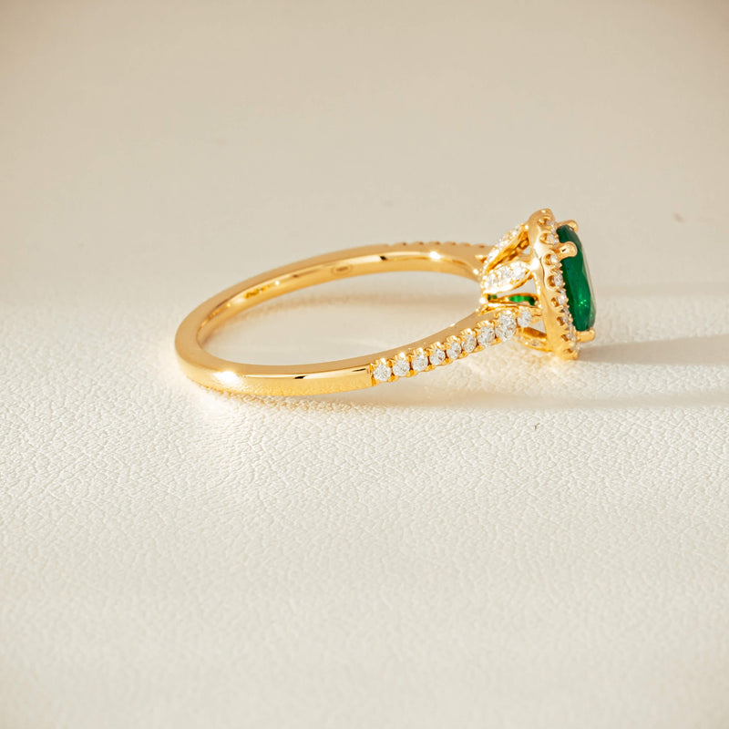 18ct Yellow Gold .63ct Emerald & Diamond Mini Sierra Ring - Ring - Walker & Hall