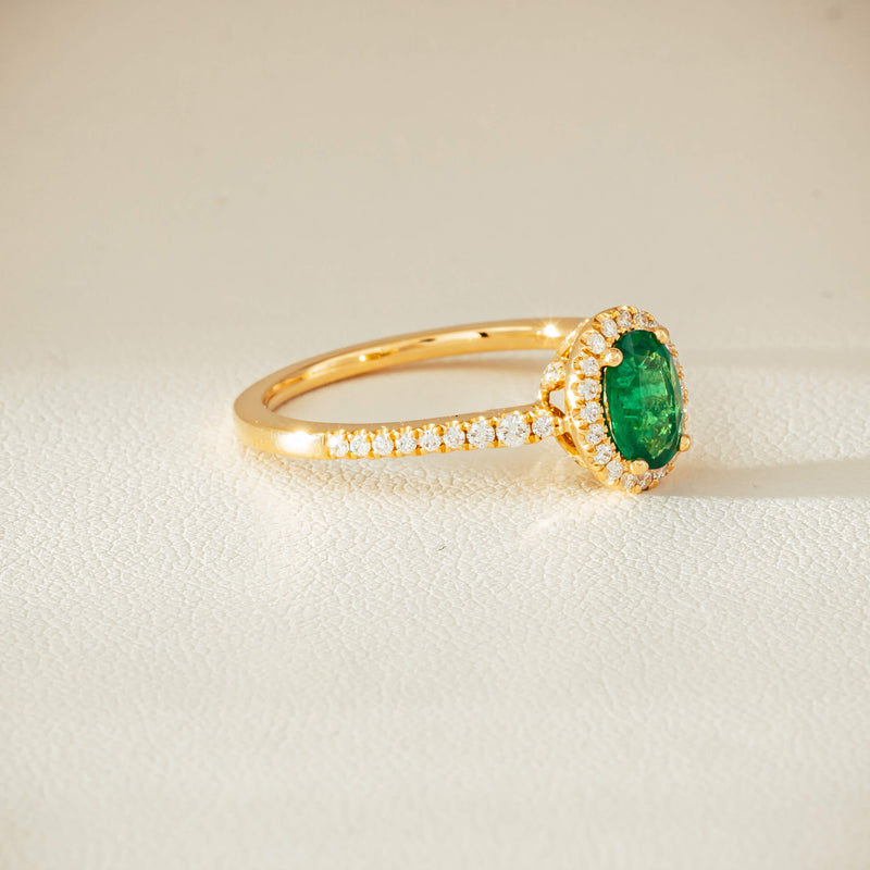 18ct Yellow Gold .63ct Emerald & Diamond Mini Sierra Ring - Ring - Walker & Hall