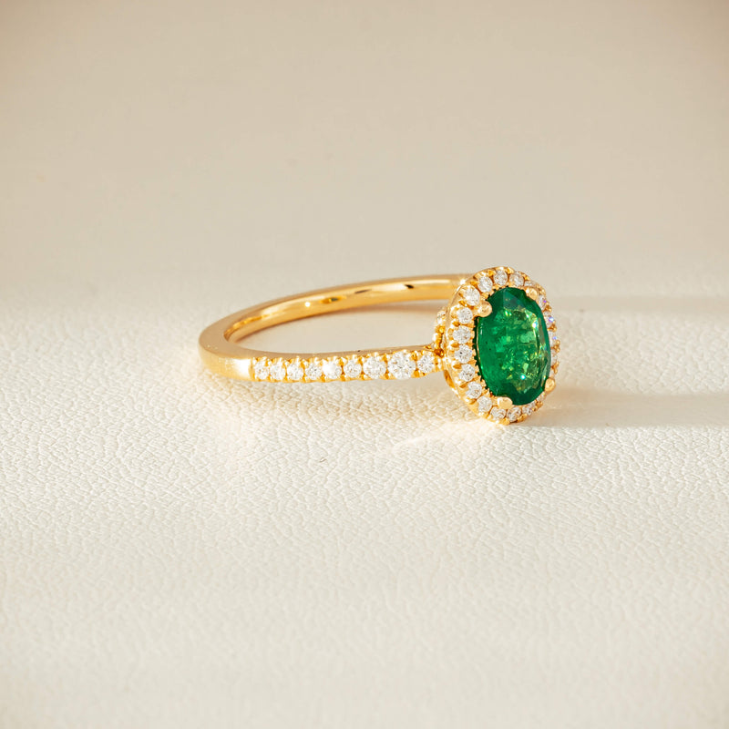 18ct Yellow Gold .63ct Emerald & Diamond Mini Sierra Ring - Ring - Walker & Hall