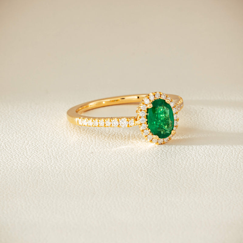 18ct Yellow Gold .63ct Emerald & Diamond Mini Sierra Ring - Ring - Walker & Hall