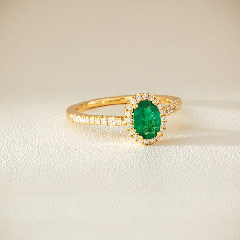 18ct Yellow Gold .63ct Emerald & Diamond Mini Sierra Ring - Ring - Walker & Hall