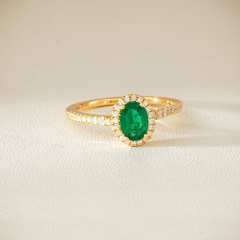 18ct Yellow Gold .63ct Emerald & Diamond Mini Sierra Ring - Ring - Walker & Hall