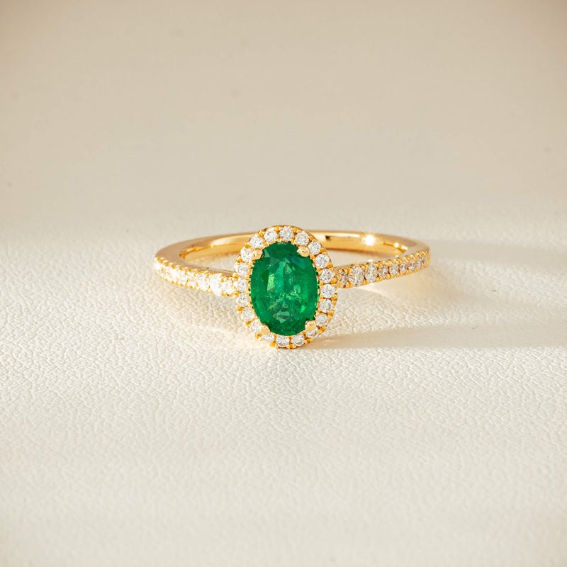 18ct Yellow Gold .63ct Emerald & Diamond Mini Sierra Ring - Ring - Walker & Hall